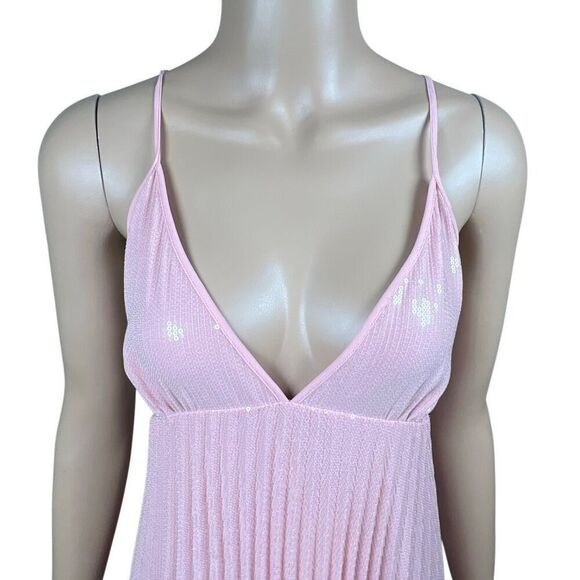 Zara Woman Pink Sequin Pleated Midi Dress Size S (043) - Picture 2 of 12